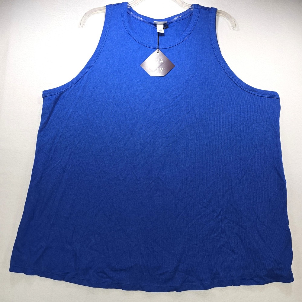 Ava & Viv Womens 4X Royal Blue Ribbed Tank Top Sleeveless Crew Neck NWT